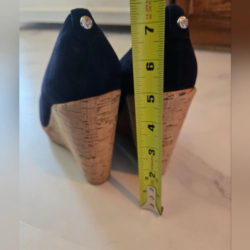 Stuart Weitzman Dark Blue High Heel Corkswoon Wedge Size 9.5 - Picture 9 of 10